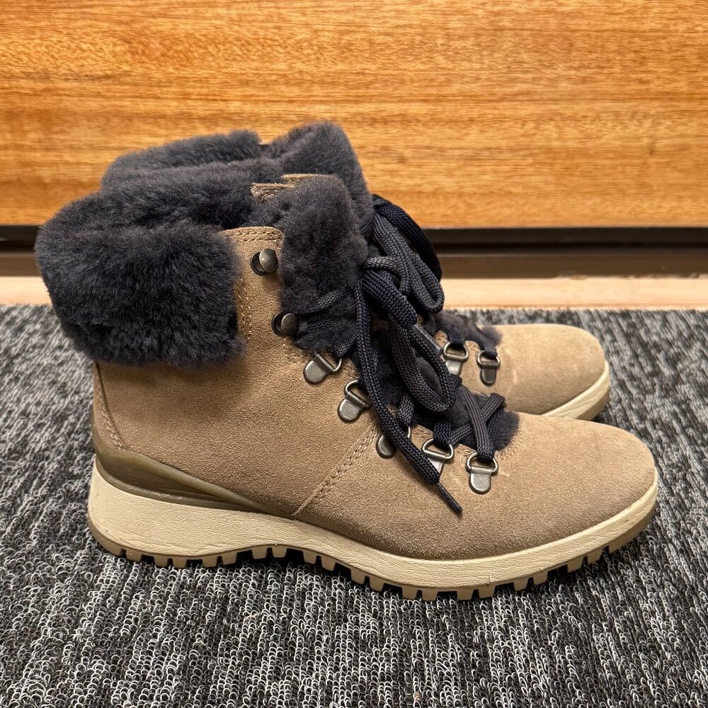 Bionica Diablo Genuine Shearling Snow Boot Grey Suede Womens Size 6
